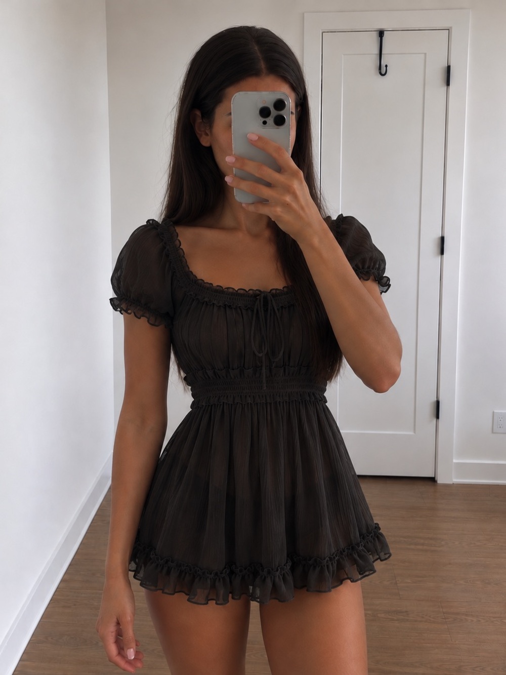 Vintage Y2K Cotton Express Black Sheer
Babydoll Top